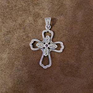 SILVERTONE CROSS WITH LITTLE SPARKLES